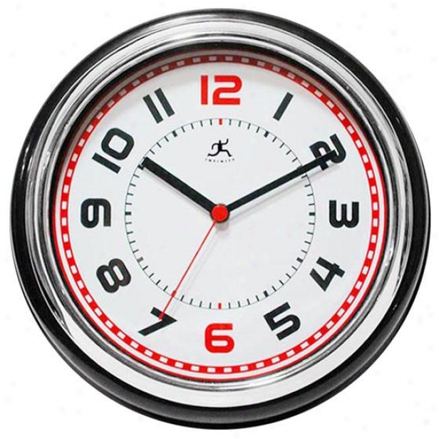 "Superintendent Wall Clock - 11.75""hx11.75""w, Black/chrome/wh"