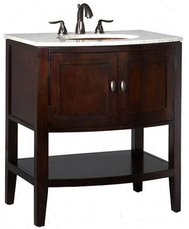 Bow Front Vanity With Solid Copper Sink - 34hx30wc22d, Maroon