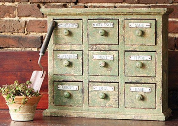 "braeside Aged Herbal Apothecary Cabinet - 18""hx22""wx7""d, Aged Green"