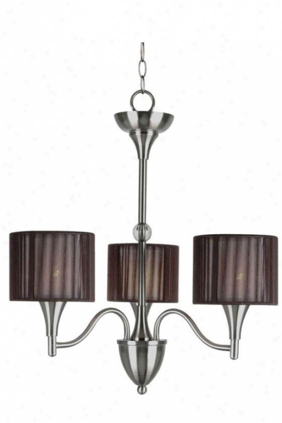 "braxton 22.75""h Chandelier - Three Light, Brwn/satin Nckl"