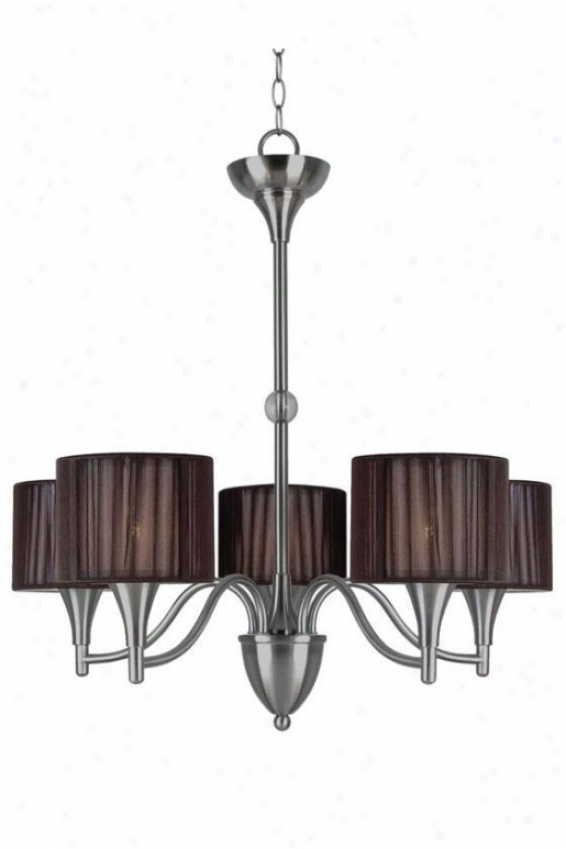 "braxton 26""h Chandelier - Five Light, Brwn/satin Nckl"