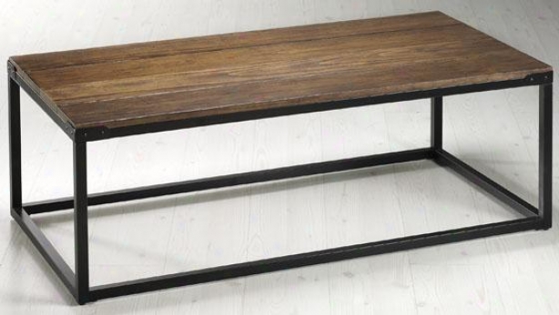 "brickell Coffee Table - 18""hx48""w, Ant Mtl/nt Wood"