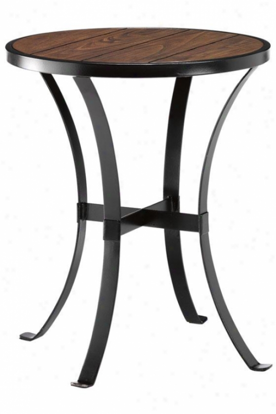 "brickell Round Sidd Enc Table - 24""hx20""d, Ant Mtl/nt Wlod"