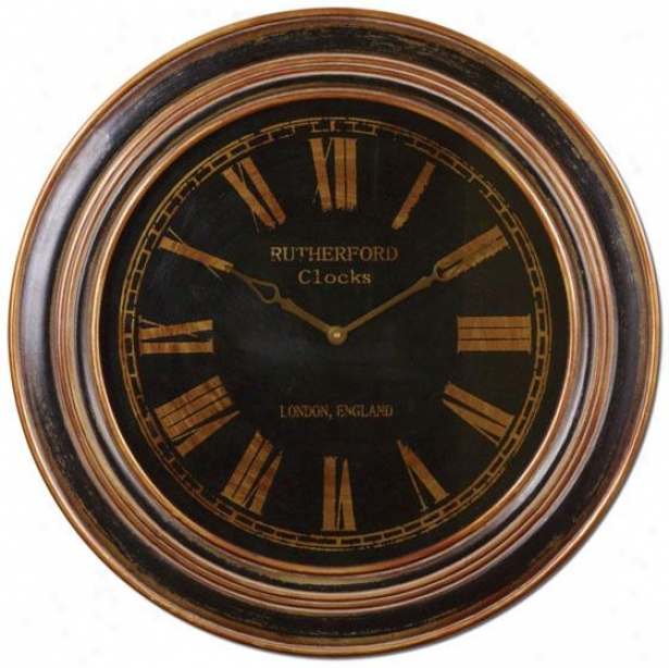 "buckley Wall Clock - 32 X 32 X 2""d, Dstrssd Bl/brnz"