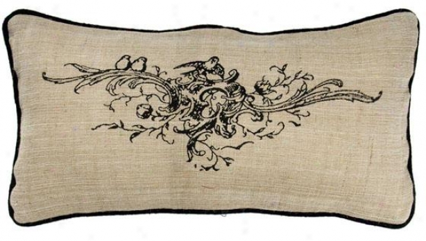 "burlap Floral Bouquet Pillow - 11""h X 21""w, Ivory"