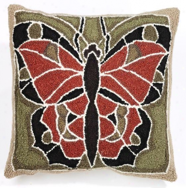 "butterfly Hook Pillow - 18"" Square, Olive Rust Brwn"