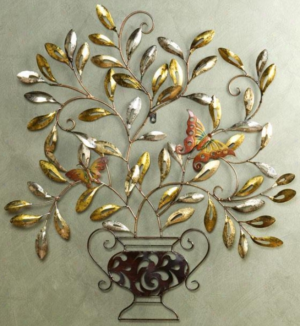 "butterfly Wall Sculpture - 32.5""hx33""w, Brown"