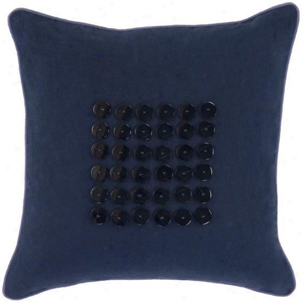 "buttons Pillows  - Set Of 2 - 18""x18"", Navy/indigo"