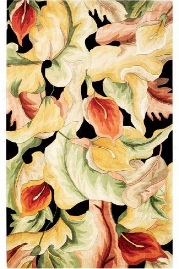 Calla Lilies Area Rug - 5'x8', Black