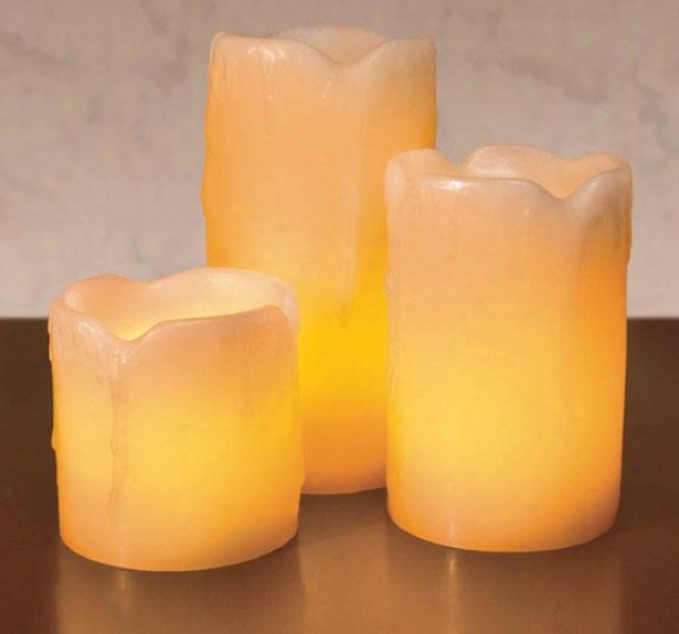 Candle Impressions Mini Melted Led Candles - Set Of 3 - Three Bundle, Ivory