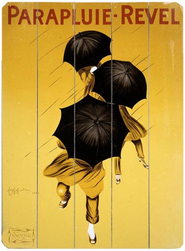 "cappiello Parapluie Umbrella W0oden Sign - 20""hx14""w, Yellow"