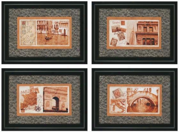 Carte Postale Wal Art - Set Of 4 - Set Of 4, Black