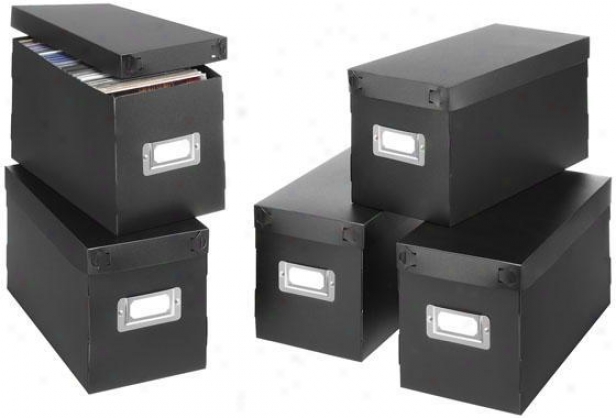 Cd Boxes - Set Of 5 - Set Of 5, Black