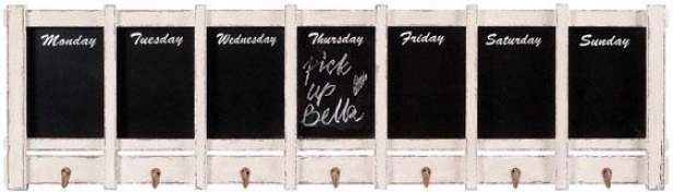 "chalkboard With Hooks - 47""wx13""hx2""d, Ivory"