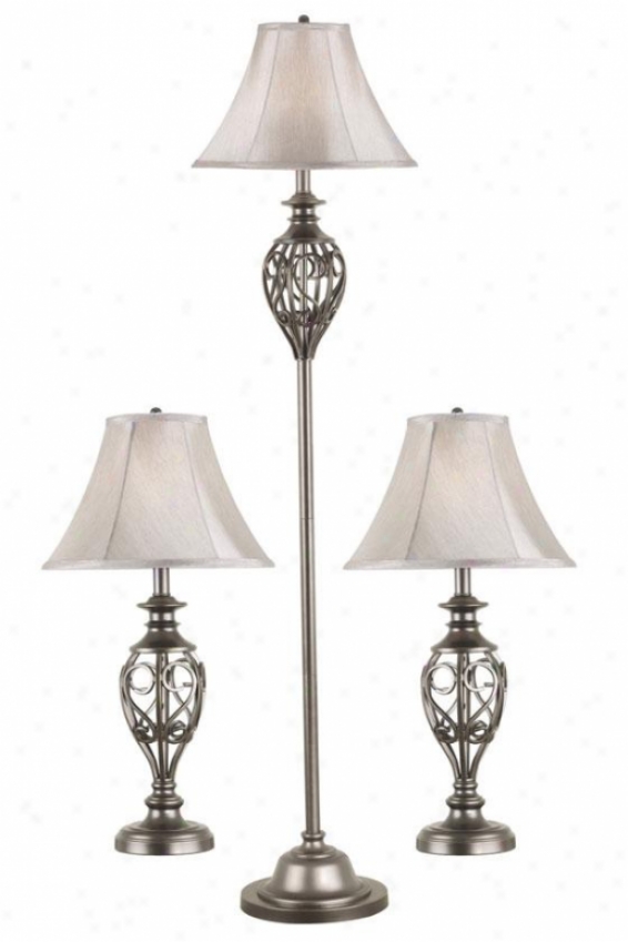 Charisse Lamps - Set Of 3 - Set/3, Silver