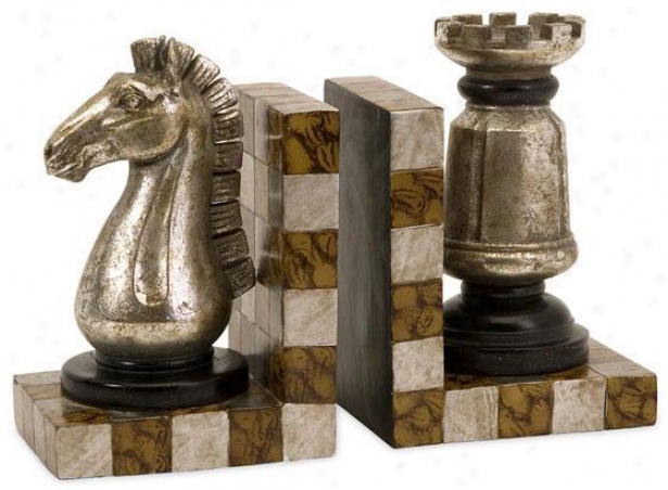 Chess Bookends - Set Of 2 - Set Of 2, Brown