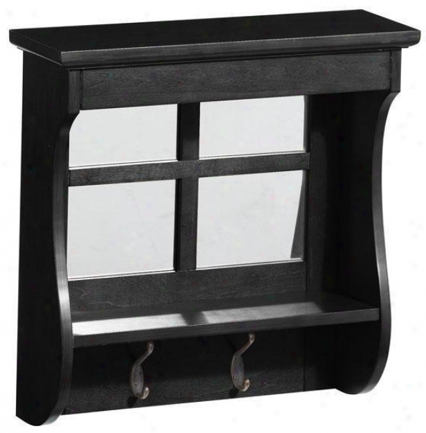 Chesterfield 2-hook Mirrored Wall Shelf - 2 Hooks, Black