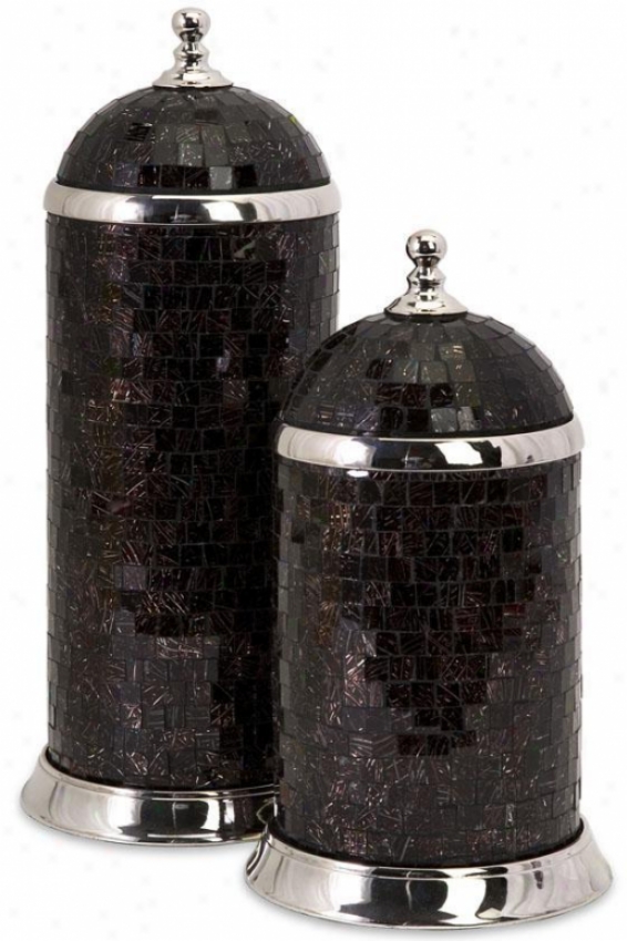 Choco Canisters - Set Of 2 - Set Of 2, Black