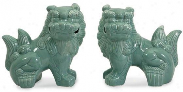 Choo Foo Dogs - Set Of 2 - Set Of 2, Blue