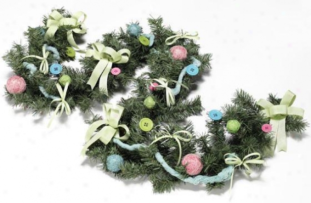 Christmas Craft Faux Garland - 6', Pink/blue/green