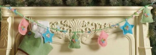 Christmas Craft Ornament Garland - 6', Pink/blue/green