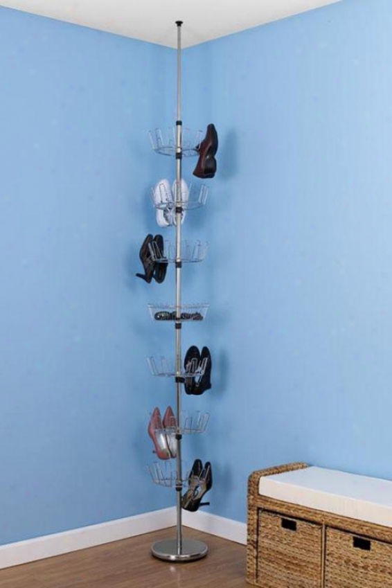 "chrome Floor-to-ceiling Shoe Tree - 99""hx12""w, Sipver Chrome"