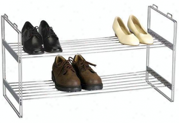 "chrome Stackable Shoe Shelf - 16.5""hx12""w, Silver Chtome"