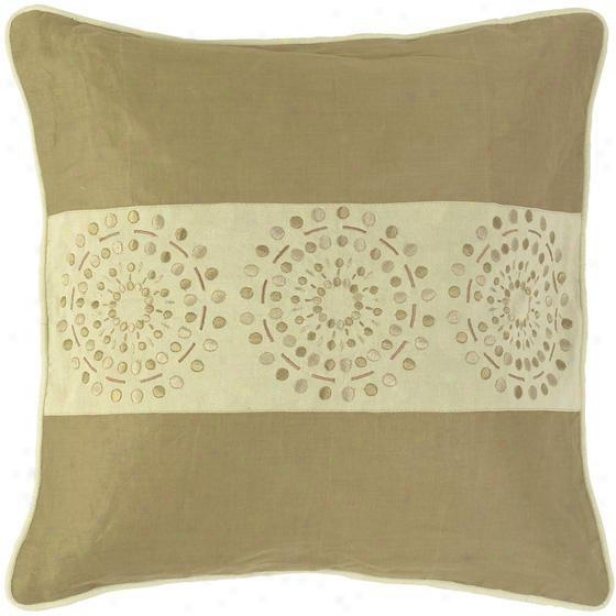 "circles And Stripes Pillows - Set Of 2 - 18""x18"", Khaki/tan"