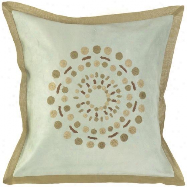 "circles Pillows - Set Of 2 - 18""x18"", Sky/khaki"