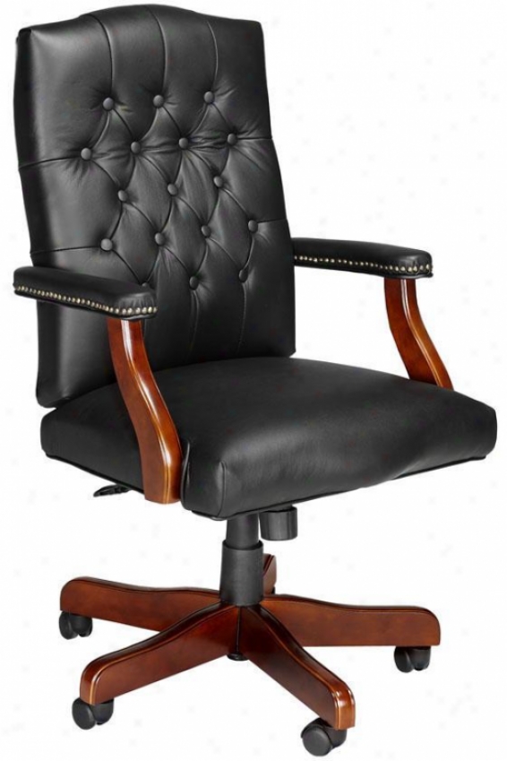 First-rate Office Chair - Cherry Wood Fns, Black