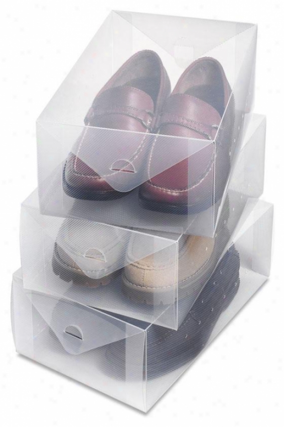 "clear Vue Men's Shoe Box - Set Of 3 - 5""hx8.5""wx13""d, White"