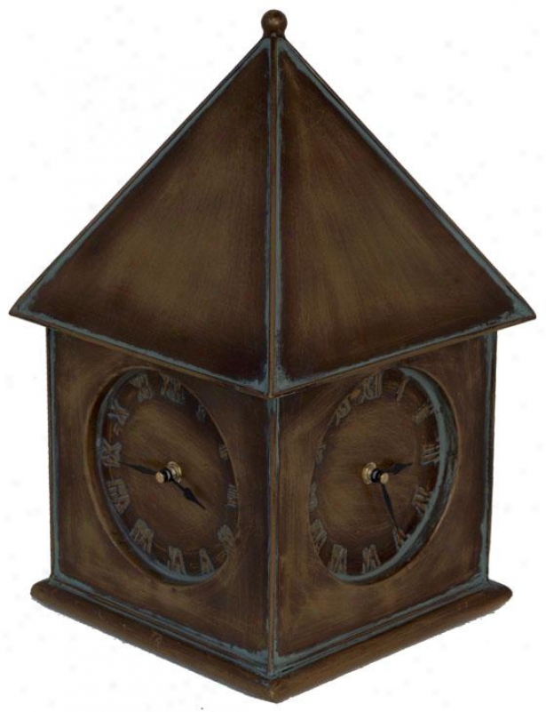 "clockhouse 4-sided Clock - 15.5""hx9.5""squa, Pumpkin"