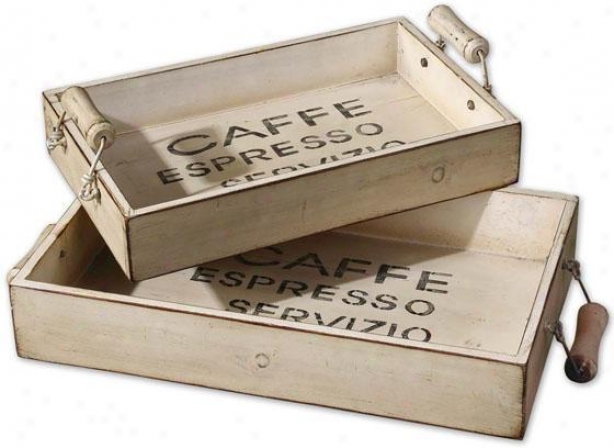 Coffee Trays - Set Of 2 - Sey Of 2, Ivory