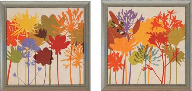 Colorful Bloom Wall Cunning - Set Of 2 - Set Of Two, Multi