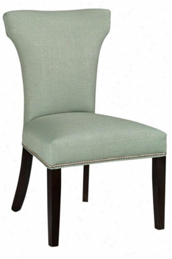 Contemporary Curved-back Parsons Chair - Shiny Chrm Nlhd, Ptriot Spearmnt