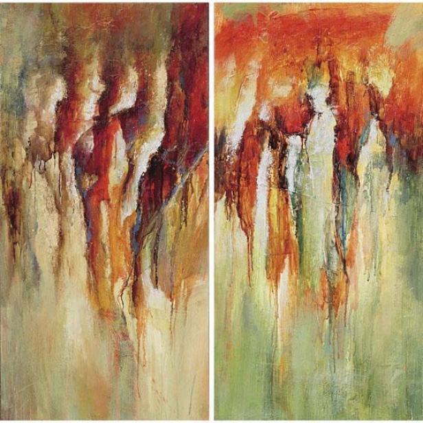 Contemporary Rain Canvas Wall Art - Set Of 2 - Set, Autmun