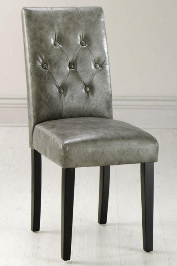 "cooper Tufted Parsons Chair - 37""hx17.5""w, Txtrd Lth Grey"