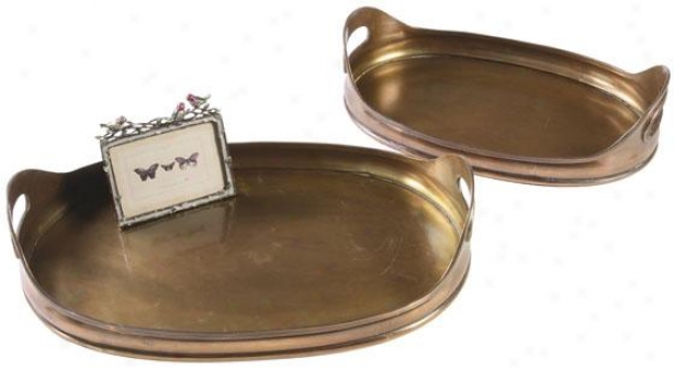 Copper Oval Platters - Set Of 2 - Set Of Two, Copper