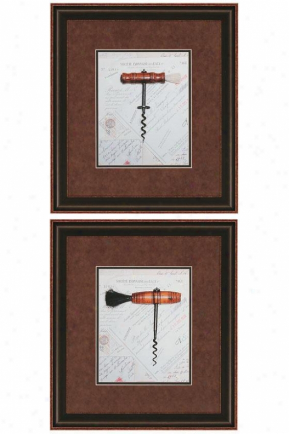 "corkscrew Wall Art - Set Of 2 - 19""hx17""w, Brown"