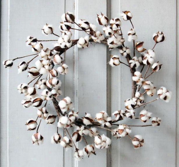 "Cotton-wool Wreath - 22""d, White"