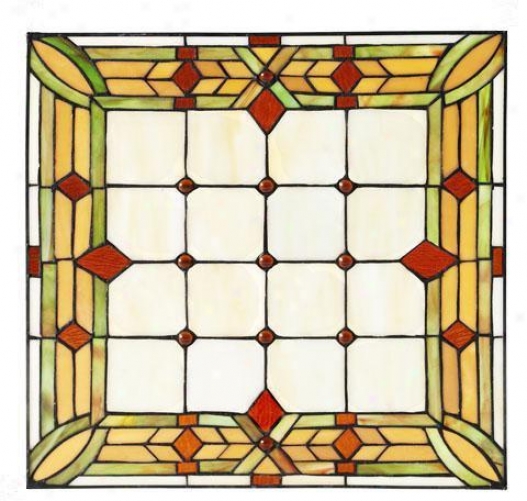 "craftsman 15"" Square Tiffany-style Stained Art Glass Windo qPanel - 15"" Square, Green"