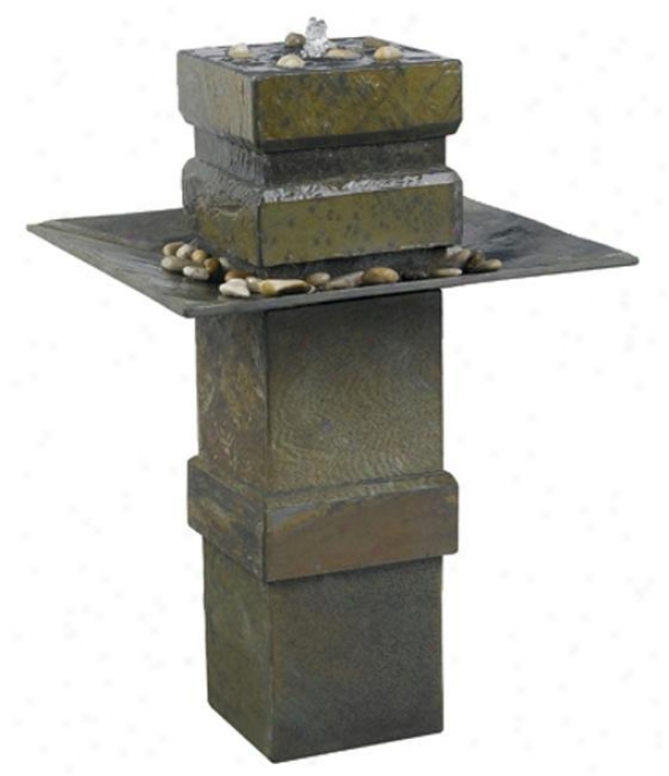 "cubist Outdoor Floor Fountain - 33""hx11""wx22""d, Ntrl Gray Slate"