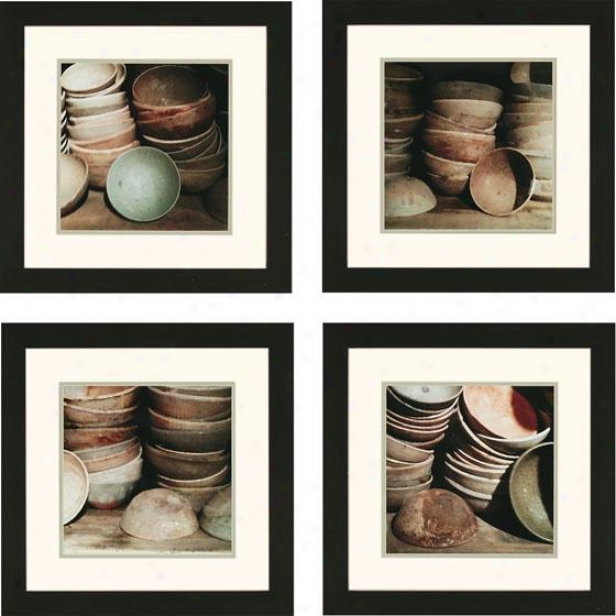 Cupboard Bowls Wall Art - Set Of Four, Ivory