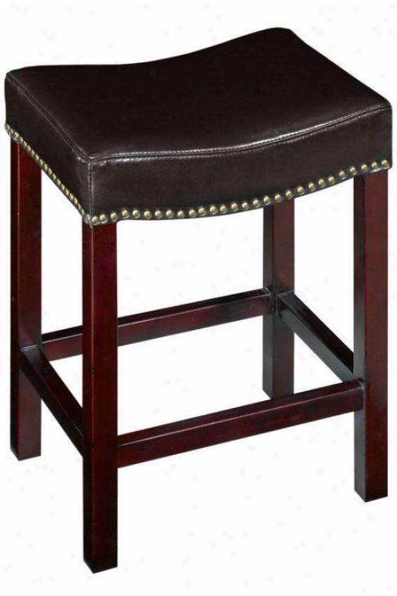 "curved Nailhead Counter Stool - 24""h Counter, Brown"