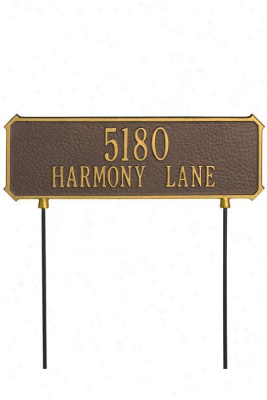 Cut Corner Two-line Two-sided Lawn Address Plaque - Cut Cornr/2 Lin, Copper