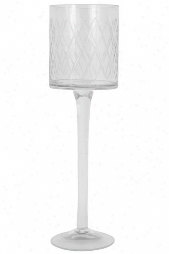 "Fashion Glass Candle Holeer - 15.5""h, Clear"
