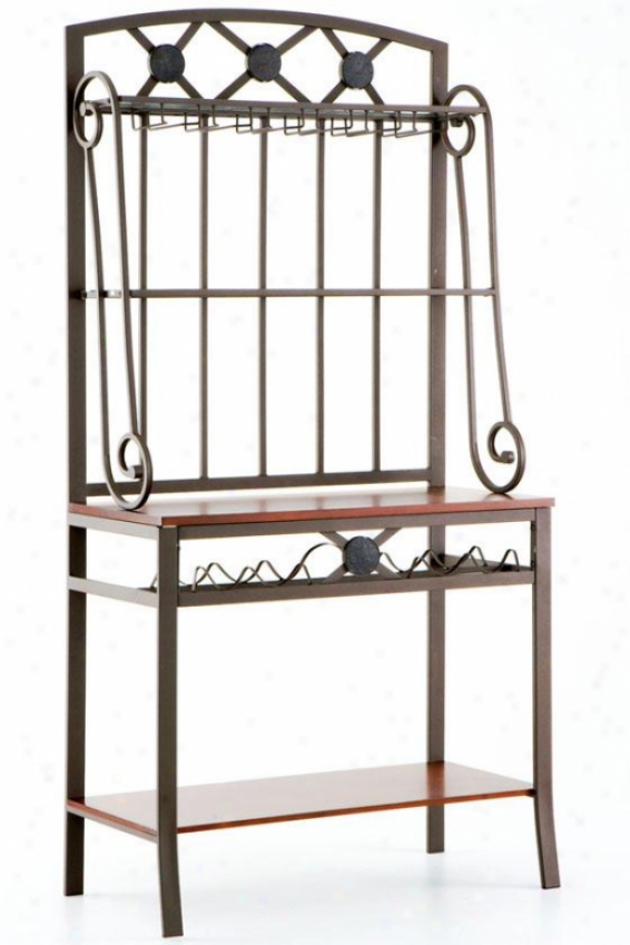 Decorative Baker's Rack With Wine Storage - 67.75hx31.25w, Coffee Brown