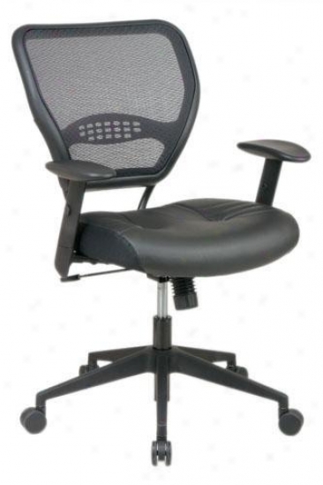 "deluxe Task Chair With Leather Seat - 42""hx27""w, Brown"