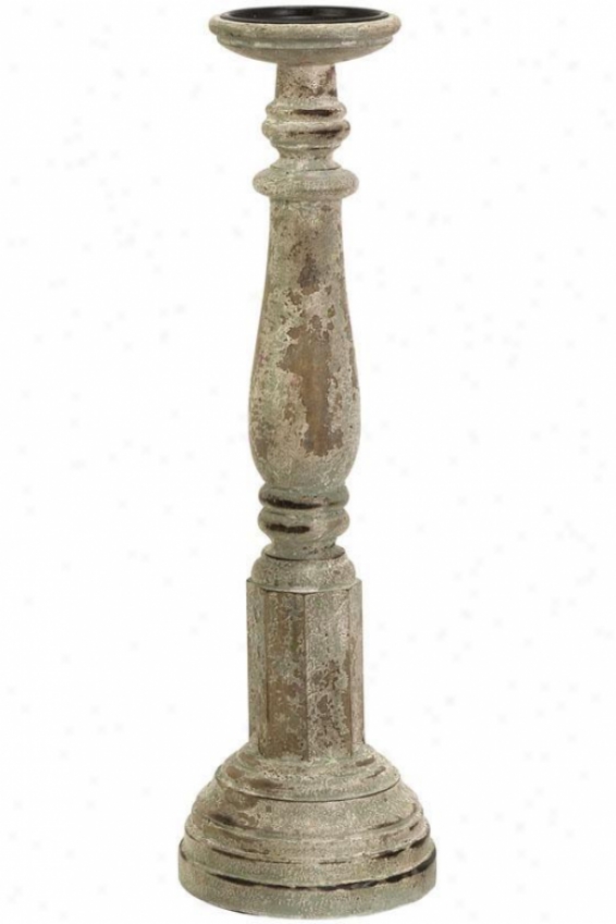 "distressed Cain Candleholders - 19""hx4""d, Distressed Blue"