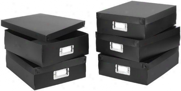 Document Boxes - Set Of 5 - Set Of 5, Black